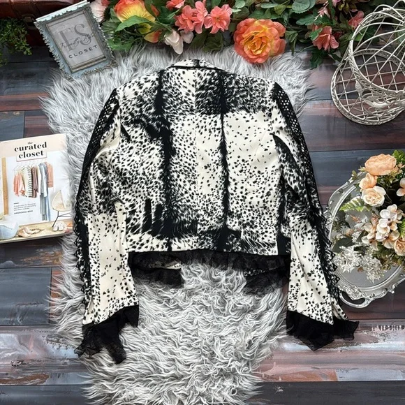 Vintage Alberto Makali White Lace Trim Western Blazer Cowgirl Rodeo Jacket - Picture 6 of 7